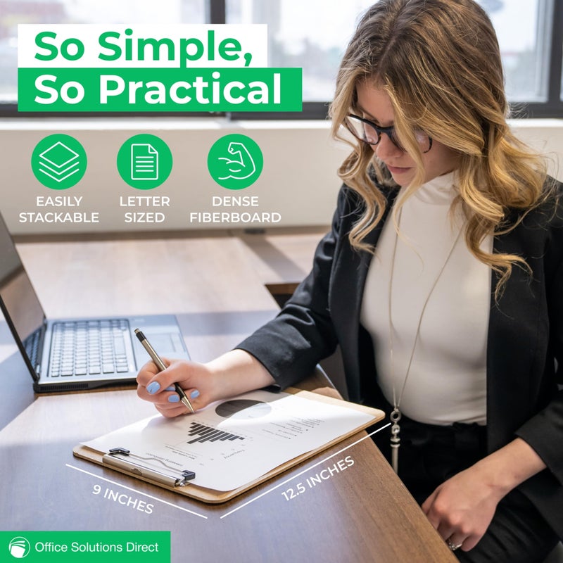Office Solutions Direct Clipboards (Set of 30) Hardboard Clipboard Low Profile Clip A4 Letter Size Classroom Supplies - Image 2