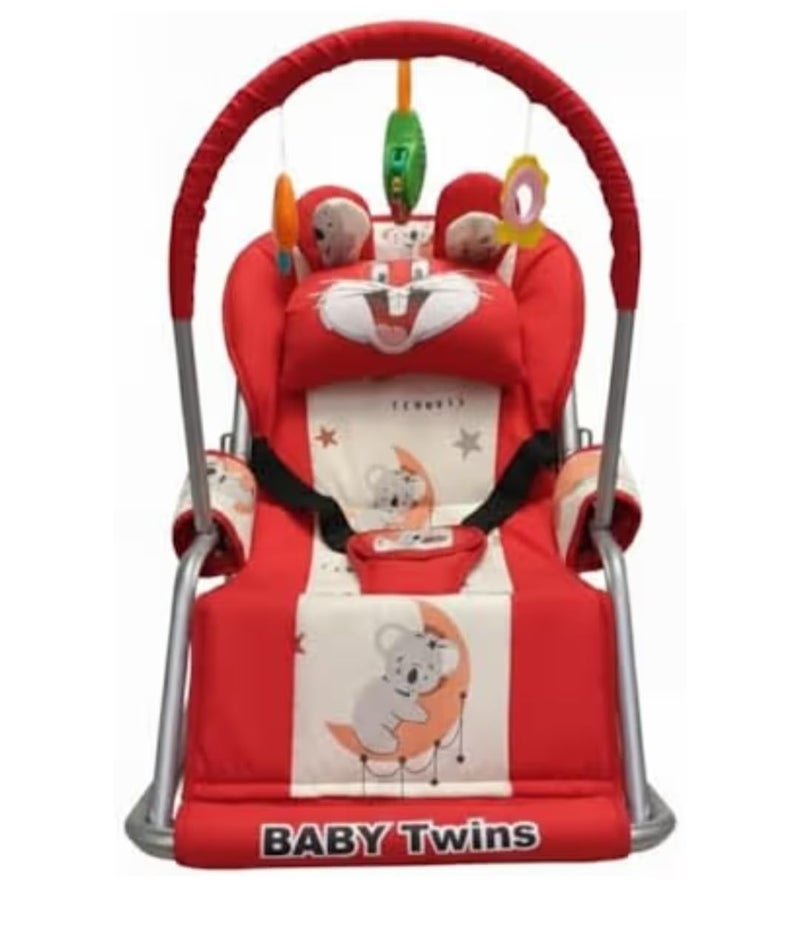 Baby Bouncer with Safety Belt and Toy Set (red) - Image 1