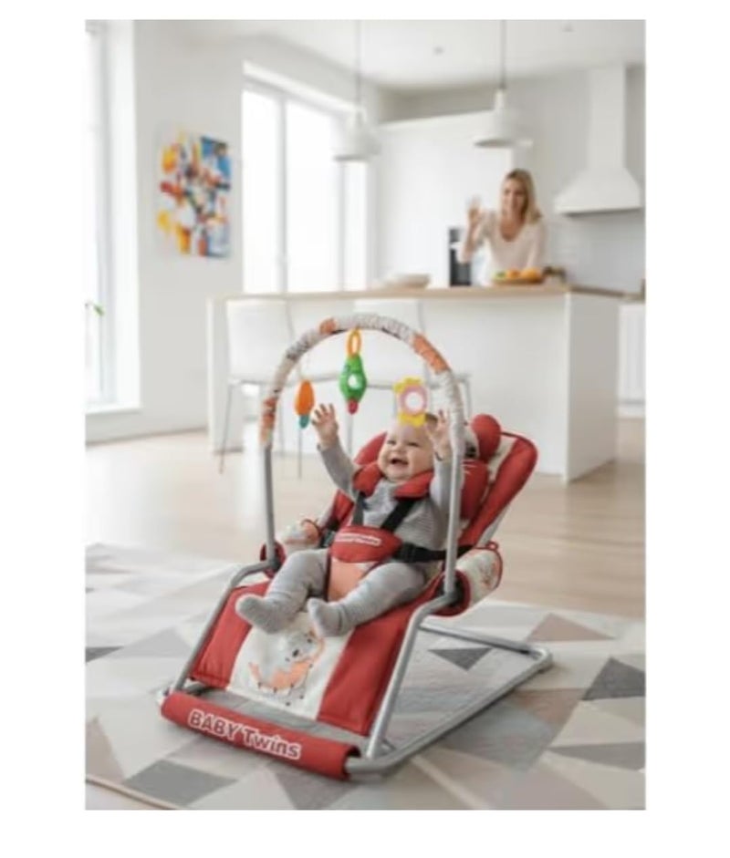 Baby Bouncer with Safety Belt and Toy Set (red) - Image 2