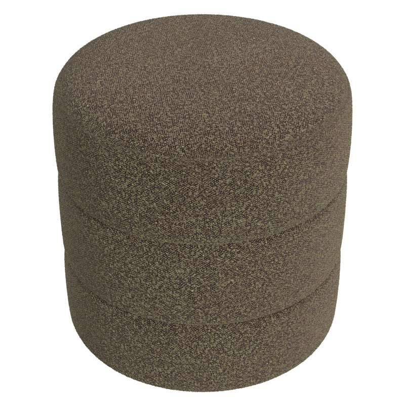 HomePop Upholstered Round Ottoman (No Lid, Seat Only) | HomePop Home DÃ©cor | Round Pouf Foot Rest â€“ Dark Brown Boucle - Image 3