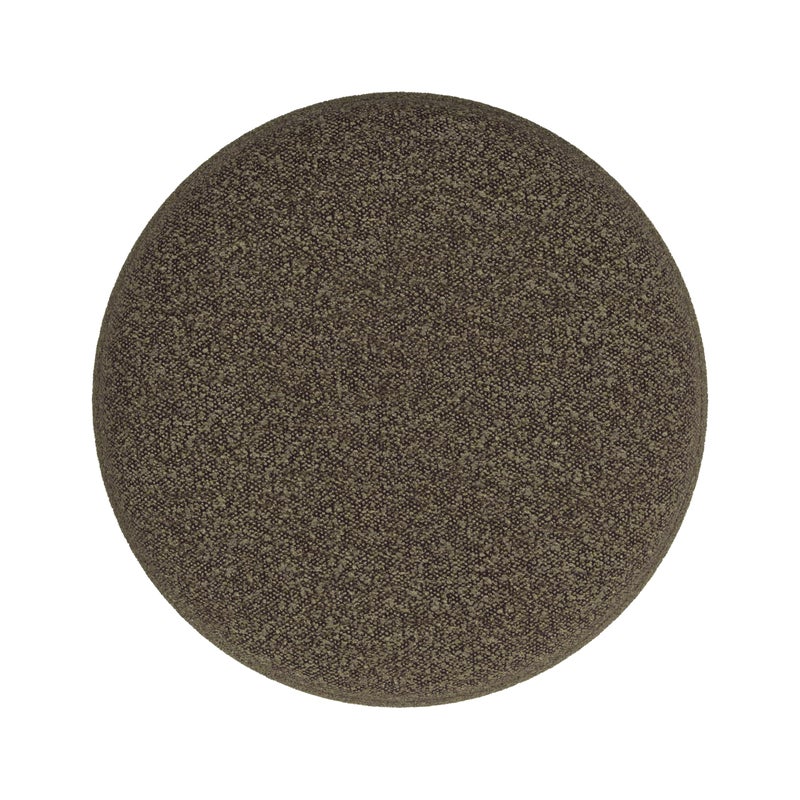 HomePop Upholstered Round Ottoman (No Lid, Seat Only) | HomePop Home DÃ©cor | Round Pouf Foot Rest â€“ Dark Brown Boucle - Image 2