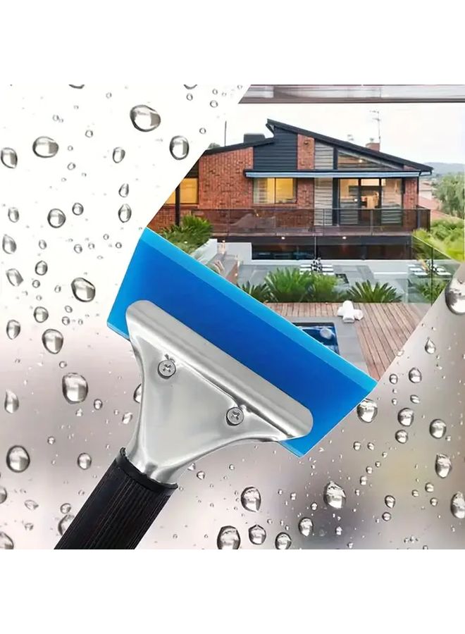 Blue Mini Squeegee Non Slip Handle Compact Window Cleaner For Car Mirror Shower - Image 2