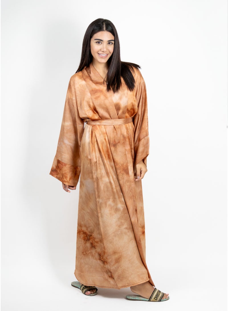 JAMEELA Orange Tone Abaya with Head Scarf - Image 4