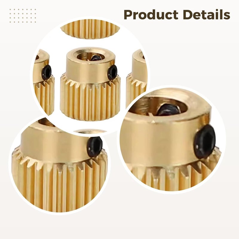 طابعة ثلاثية الأبعاد 15 قطعة عجلات بثق معدنية من النحاس، 40 سن، 0.43 × 0.43 بوصة / 11 × 11 مم، ثقب 5 مم، تغذية مستقرة - Image 4