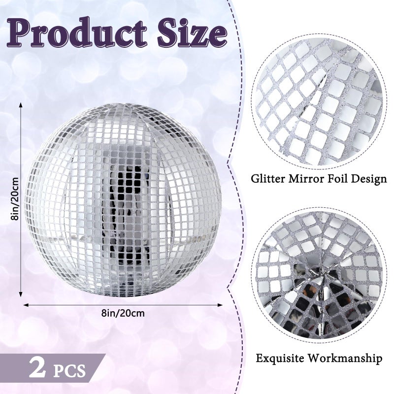 GlikCeil 2 Pcs Disco Ball Pillows Decorative Sequin Throw Pillows for Birthday Gifts Bedroom Living Room Home Decor Funky Sphere(8 Inch,Silver) - Image 2