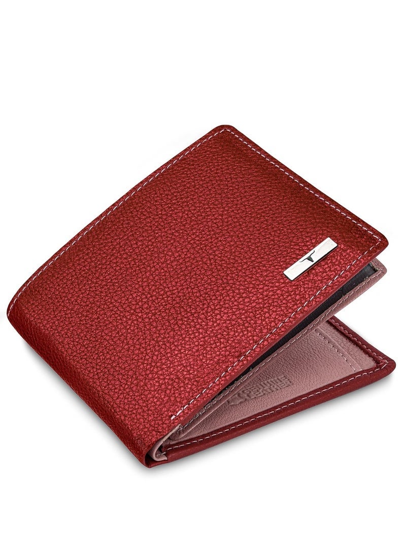 URBAN FOREST Kyle Red/Pink Leather Wallet for Men - Image 1