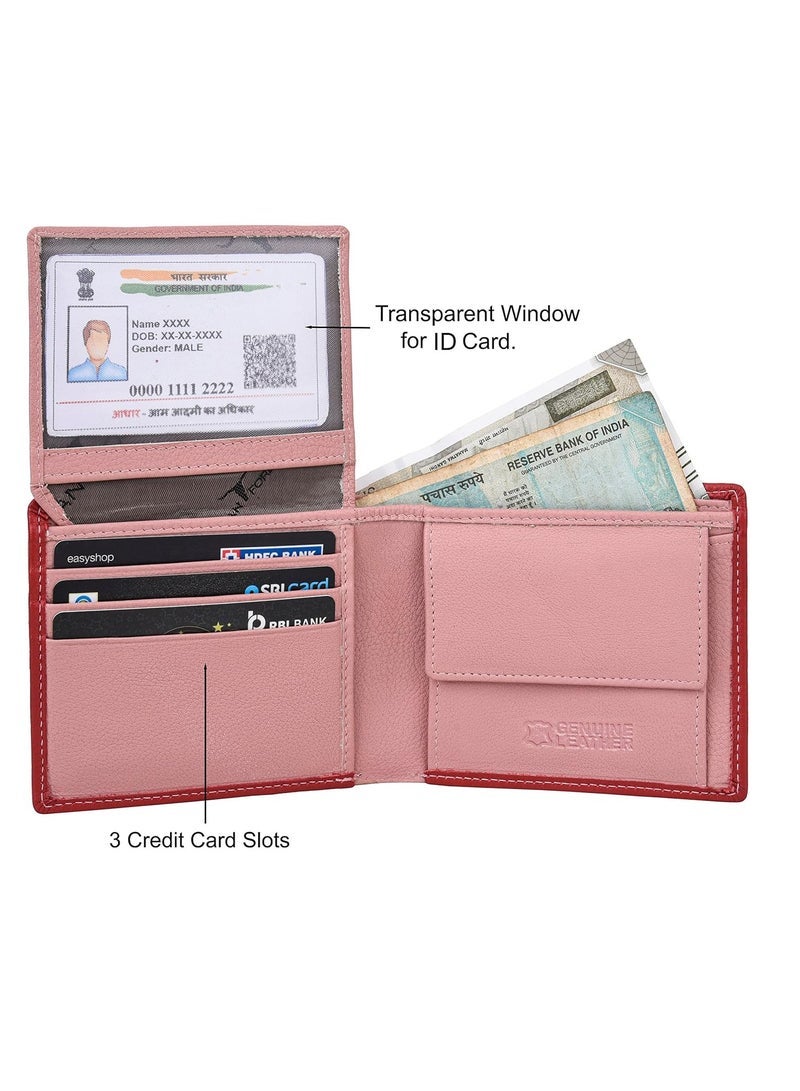 URBAN FOREST Kyle Red/Pink Leather Wallet for Men - Image 4