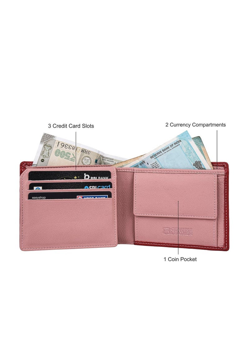 URBAN FOREST Kyle Red/Pink Leather Wallet for Men - Image 3