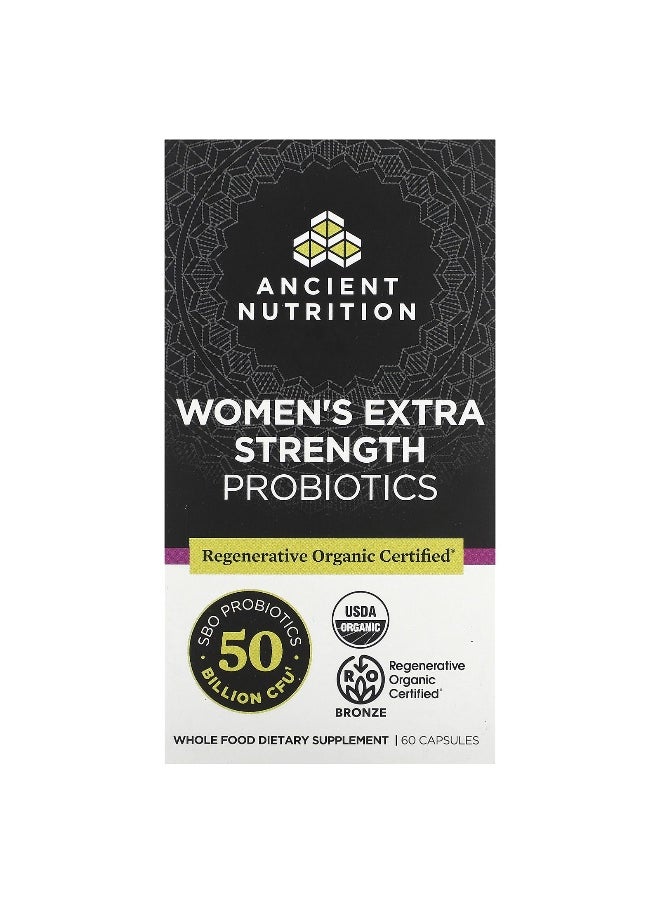 Ancient Nutrition - Ancient Nutrition, Women's Extra Strength Probiotics, 50 Billion CFU, 60 Capsules (25 Billion CFU per Capsule) - Image 1