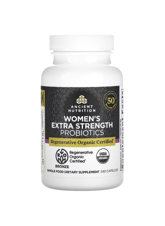 Ancient Nutrition - Ancient Nutrition, Women's Extra Strength Probiotics, 50 Billion CFU, 60 Capsules (25 Billion CFU per Capsule) - Image 1