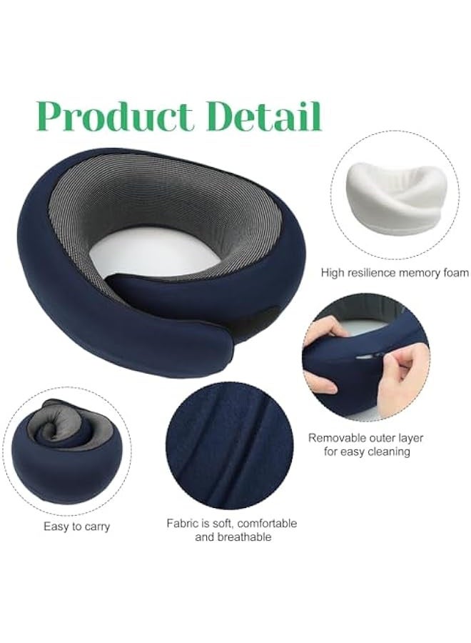 Generic Travel Pillow for Airplane, Neck Pillow for Travel, Memory Cotton Travel Neck Pillow for Adults, Adjustable Flight Pillow, Ergonomic Neck Cushion, With Ear Plugs, Eye Mask, Carry Bag (Blue) - Image 4