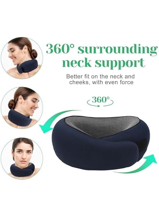 Generic Travel Pillow for Airplane, Neck Pillow for Travel, Memory Cotton Travel Neck Pillow for Adults, Adjustable Flight Pillow, Ergonomic Neck Cushion, With Ear Plugs, Eye Mask, Carry Bag (Blue) - Image 3