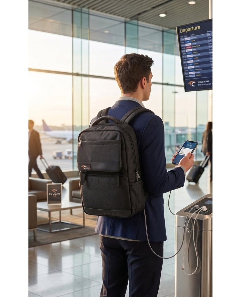 COUGAR-EGY Professional Laptop Backpack, Water-Resistant, Fits 15-inch Laptops, Black - Image 3