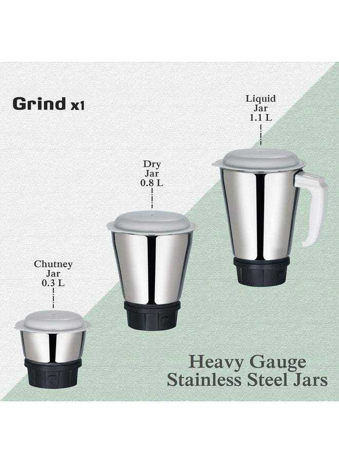 McCoy Mixer Grinder | Grind X1 500W with 3 SS jars | Longer life Universal Hybrid Motor | ABS Body | Uniform Grinding | Black & Grey - Image 4
