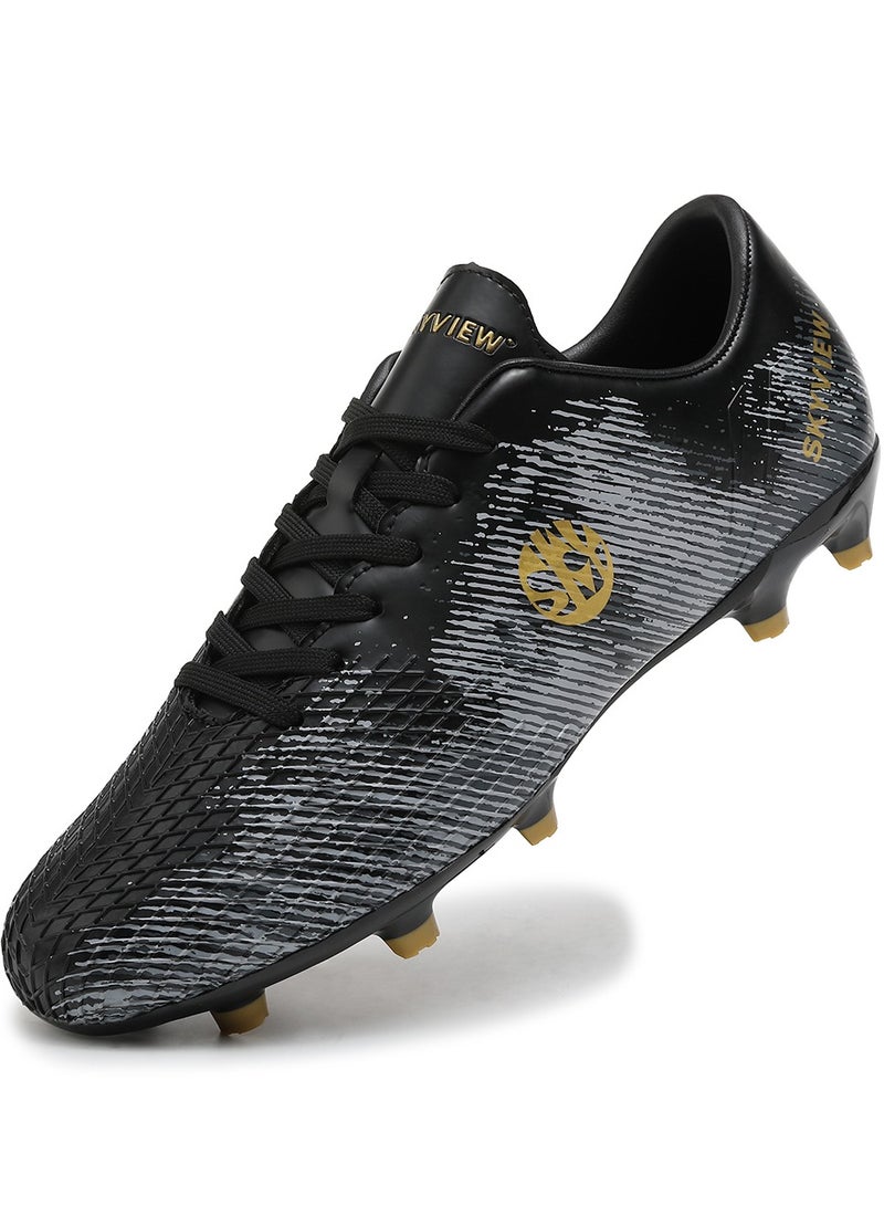 SKY VIEW Soccer Cleats for Mens Womens Turf Soccer Shoes Indoor Unisex Football Boots AG FG Wide Training Sneaker Outdoor Black - Image 1