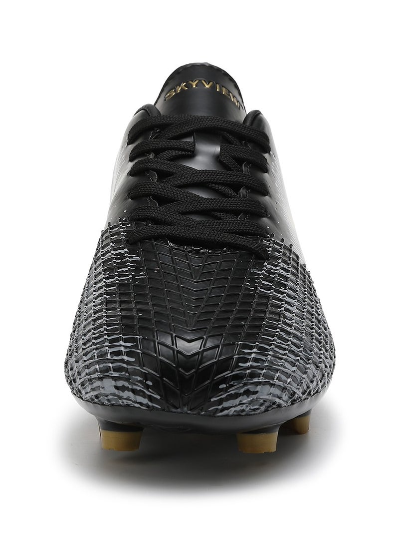 SKY VIEW Soccer Cleats for Mens Womens Turf Soccer Shoes Indoor Unisex Football Boots AG FG Wide Training Sneaker Outdoor Black - Image 3