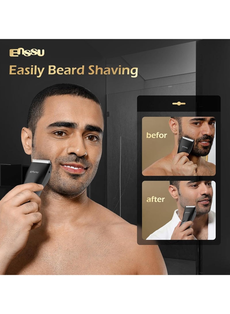 ENSSU Waterproof Cordless Hair Trimmer for Family Use - Adults and Kids - Powerful 6000 RPM Motor, Safe Trimming for Groin, Pubic, and Body Hair with Replaceable Clipper (Black) - Image 3