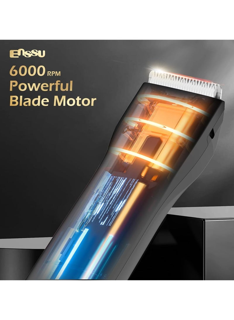 ENSSU Waterproof Cordless Hair Trimmer for Family Use - Adults and Kids - Powerful 6000 RPM Motor, Safe Trimming for Groin, Pubic, and Body Hair with Replaceable Clipper (Black) - Image 2