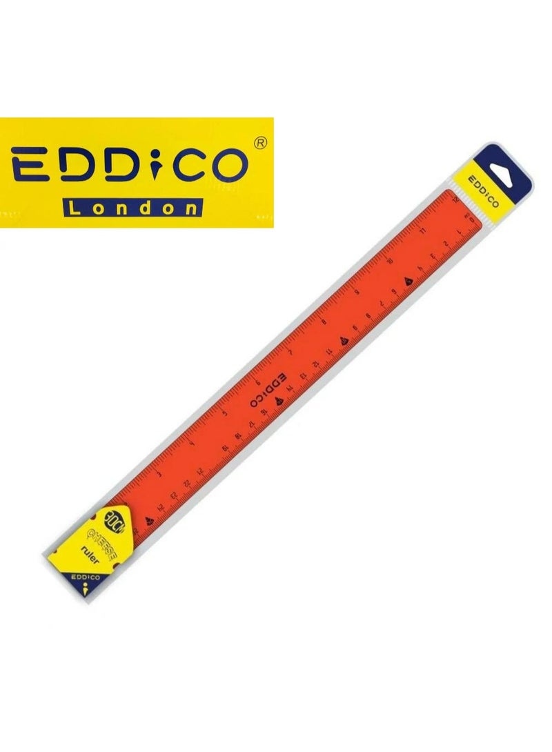 إديكو مسطرة مدرسية مرنة ضد الكسر من إيديكو EDDICO - مقاس 30 سم - لون برتقالي جذاب - Image 1