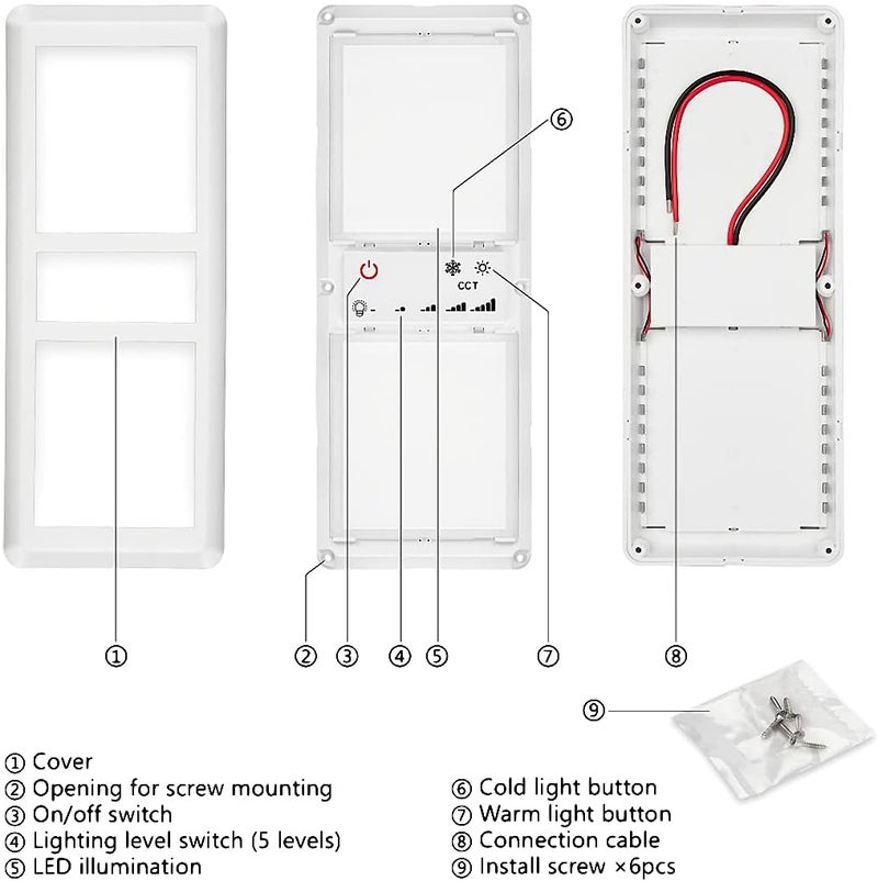 Jtron Double LED RV Dome Light with Touch Screen Switch - Image 5