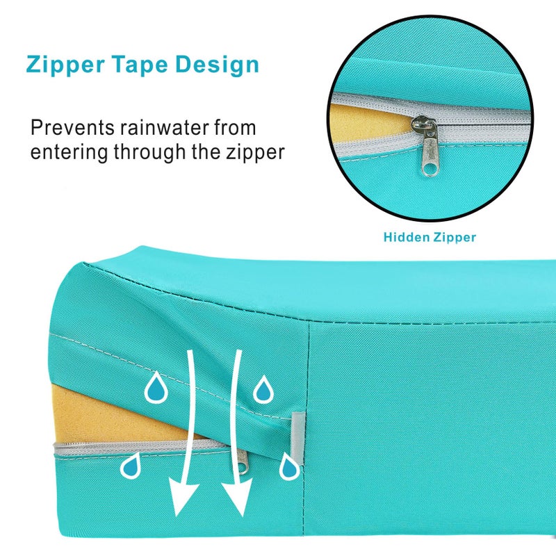 NettyPro Patio Chair Seat Cushion Covers Set 4, Waterproof Outdoor Furniture Cushion Slipcovers with Zipper and Tie, 24 x 24 x 4 Inch, Replacement Cover Only, Turquoise - Image 3