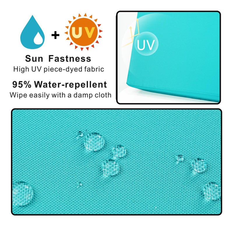 NettyPro Patio Chair Seat Cushion Covers Set 4, Waterproof Outdoor Furniture Cushion Slipcovers with Zipper and Tie, 24 x 24 x 4 Inch, Replacement Cover Only, Turquoise - Image 2