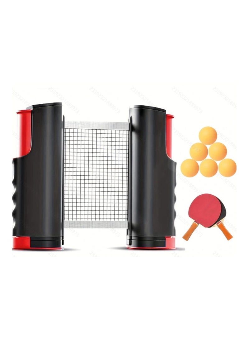 طقم تنس الطاولة مع مضارب ABS وشبكة قابلة للسحب و6 كرات احترافية عالية الجودة وحقيبة حمل للسفر ومجموعة متعددة الاستخدامات للاستخدام الداخلي والخارجي - Image 1