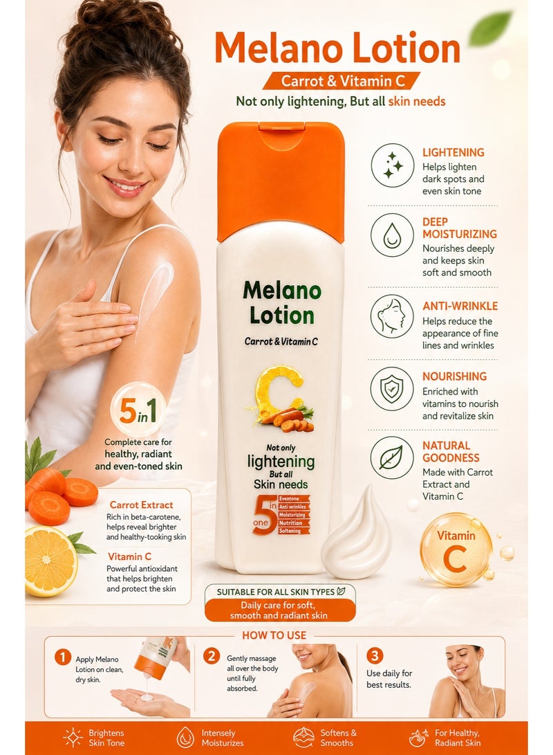Melano lotion Carrot & Vitamin C Nutrition Super moisturizing & Softening 300 ML - Image 3