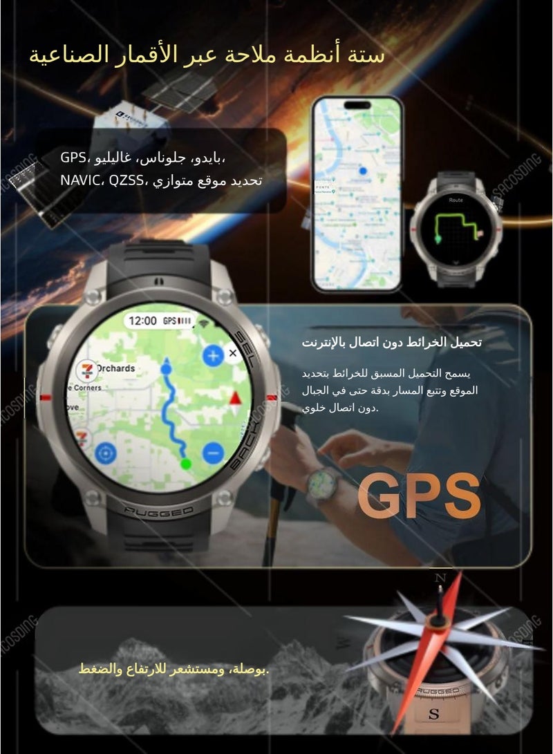 Military GPS Smartwatch for Men & Women with 1.43'' AMOLED Display, 5ATM Waterproof Fitness Tracker, and Bluetooth Call for Android & iOS - Image 3