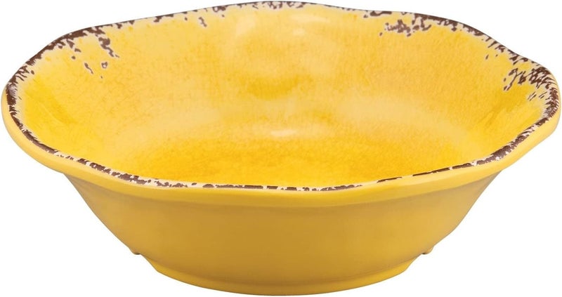 UPware Crackle Melamine Bowl Set Flower Shaped Bowls for Pasta Rice Soup and Salad BPAFree Dishwasher Safe ShatterProof Yellow 7 Inch Set of 6 - Image 2