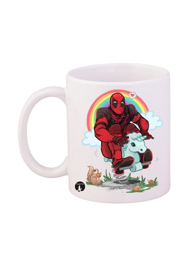Deadpool Printed Mug White/Red/Black 11ounce
