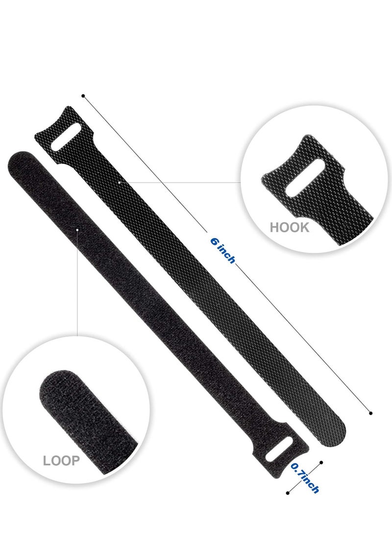 Generic 80PCS Reusable Cable Ties, Black Adjustable 6-Inch Cord Organizer Ties, Multi-purpose Hook Loop Cable Management Wire Ties for Organizing Home, Office, Data Centers  - Image 5