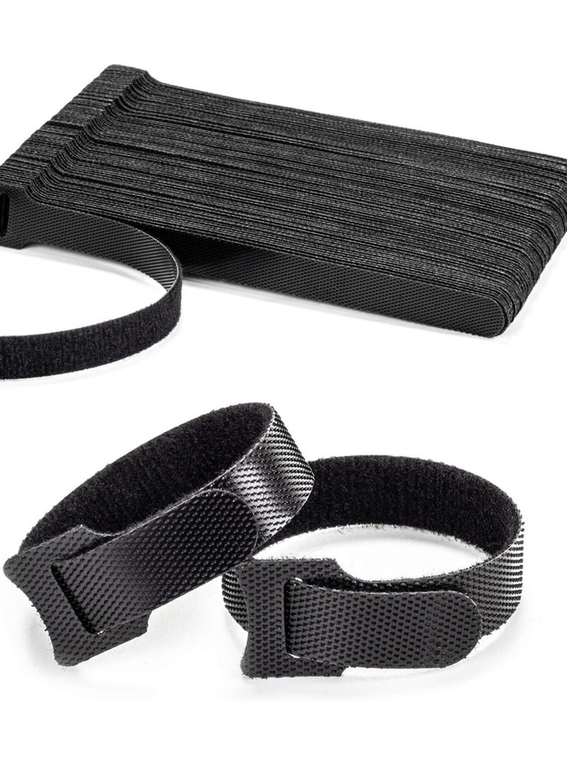 80PCS Reusable Cable Ties, Black Adjustable 6-Inch Cord Organizer Ties, Multi-purpose Hook Loop Cable Management Wire Ties for Organizing Home, Office, Data Centers