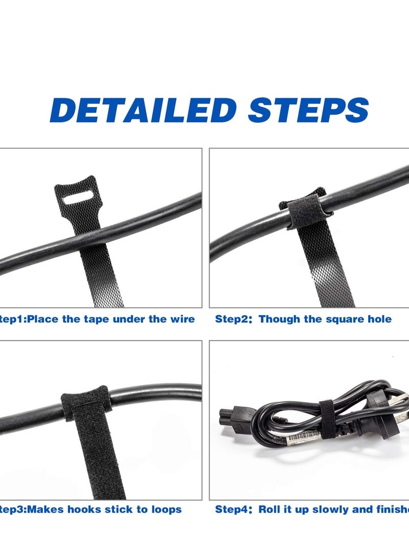 Generic 80PCS Reusable Cable Ties, Black Adjustable 6-Inch Cord Organizer Ties, Multi-purpose Hook Loop Cable Management Wire Ties for Organizing Home, Office, Data Centers  - Image 3