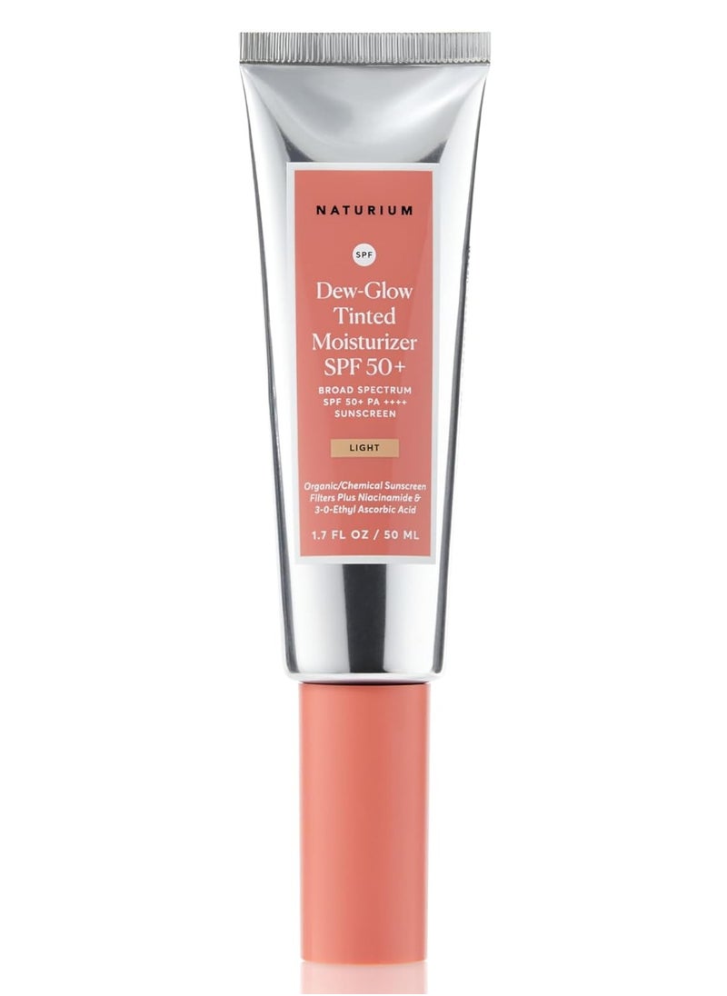 Naturium Dew-Glow Tinted Moisturizer SPF 50+ Light, Daily Moisturizing Sunscreen & Face Primer with Tint, Skin Protector with Dewy Finish, 1.7 oz