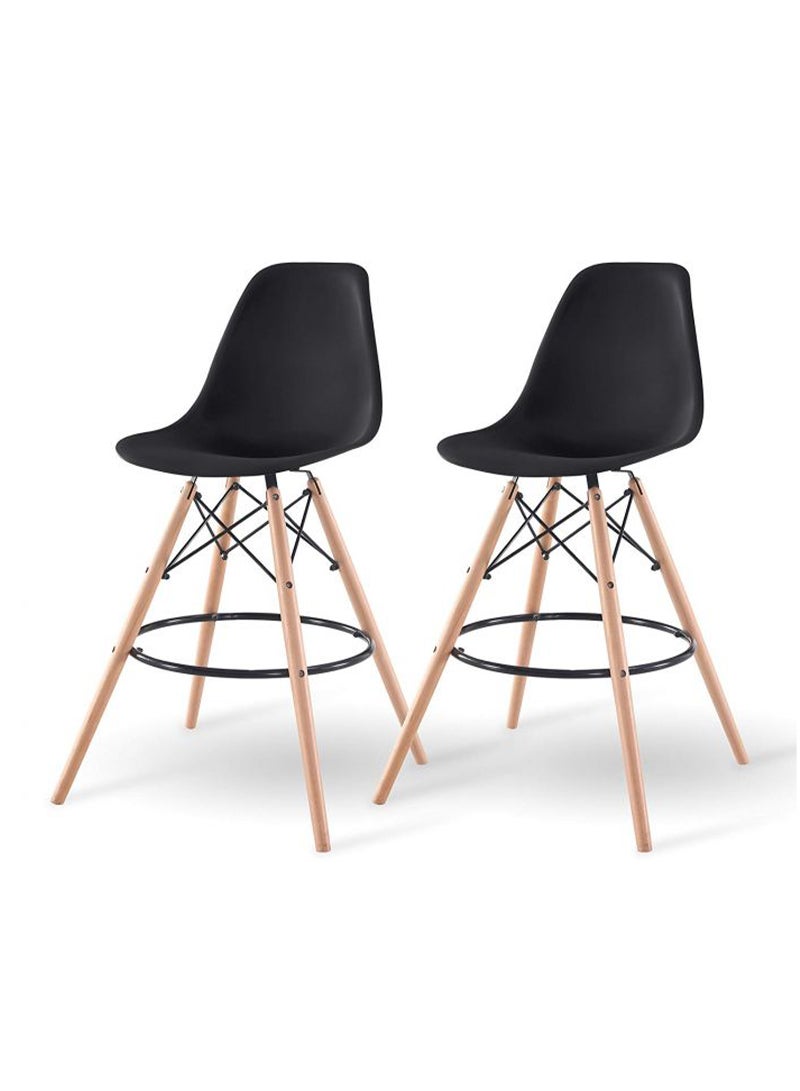 Mahmayi مجموعة من كرسيين بار Mahmayi Ultimate Eames Style DSW - أسود - Image 1