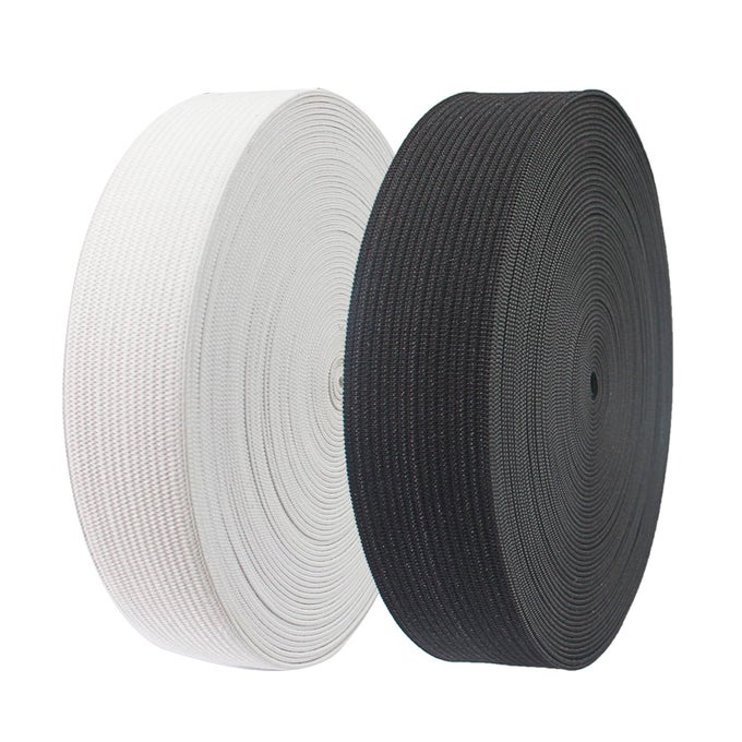 2 PACK 22 YARD 1 INCH BLACK AND WHITE STRETCH KNITTING ELASTIC BAND SPOOL FLAT ELASTIC CORD SEWING BANDS DIY SEWING CRAFT ACCESSORIES BLACK AND WHITE