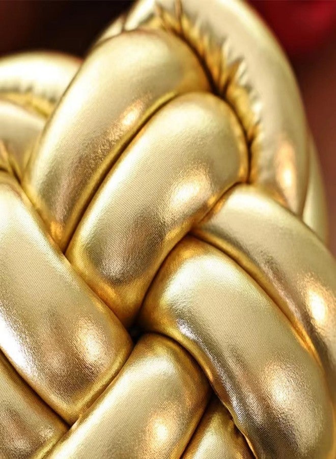 GWEOBZ Soft Knot Pillow Ball, 12" Decorative Throw Pillow Floor Cushion for Couch, Square Xmas Decorations Knotted Pillow for Bed Living Room (Gold) - Image 5