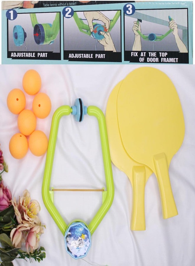 فولي مجموعة تدريب تنس الطاولة المعلقة للأطفال، لعبة تنس طاولة محمولة مع مضرب وكرات و6 كرات تنس طاولة وزوج واحد من المضارب، مناسبة للاستخدام الداخلي بالكامل. - Image 3