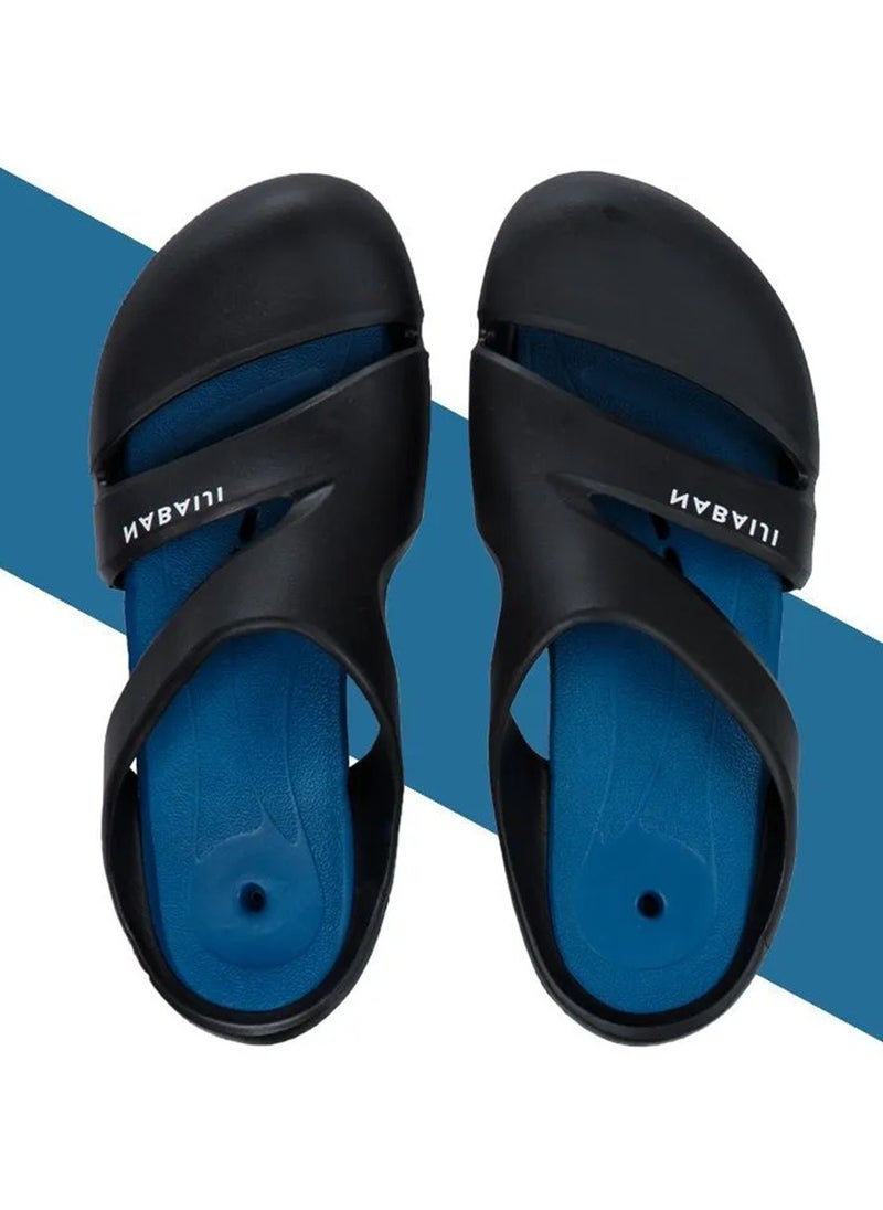 DECATHLON POOL CLOGS 100 BLACK BLUE  - Image 1