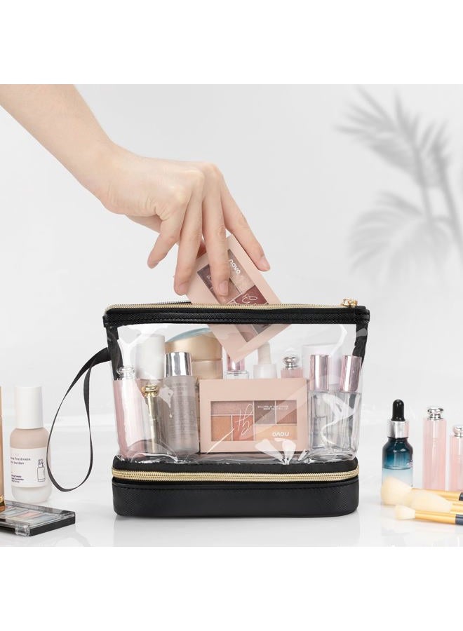 Ethereal Clear Makeup Bag, Green TSA Approved Toiletry Bag with Brushes Compartment Small Travel Make up Bags for Women - Image 3