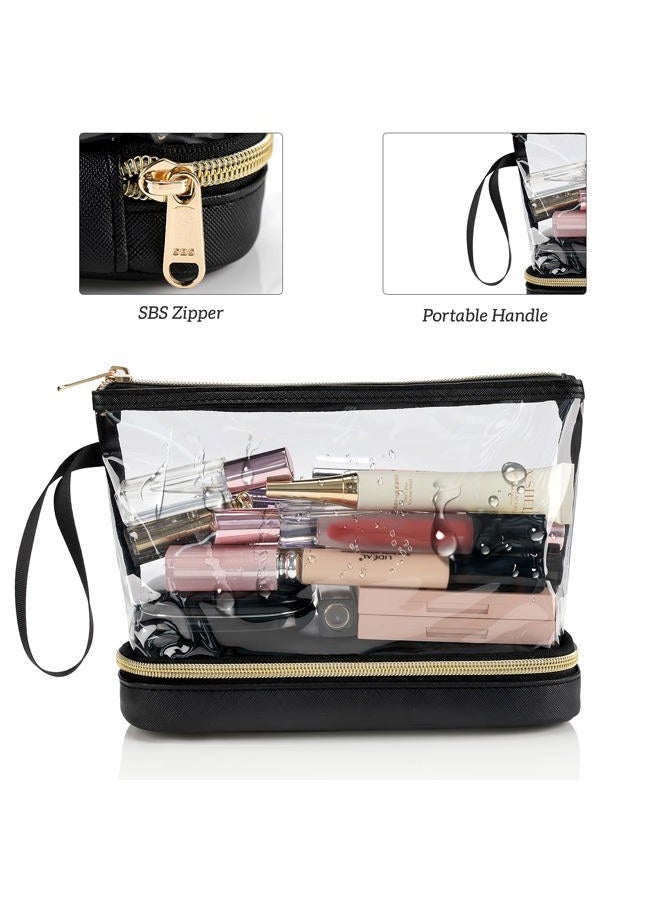 Ethereal Clear Makeup Bag, Green TSA Approved Toiletry Bag with Brushes Compartment Small Travel Make up Bags for Women - Image 5