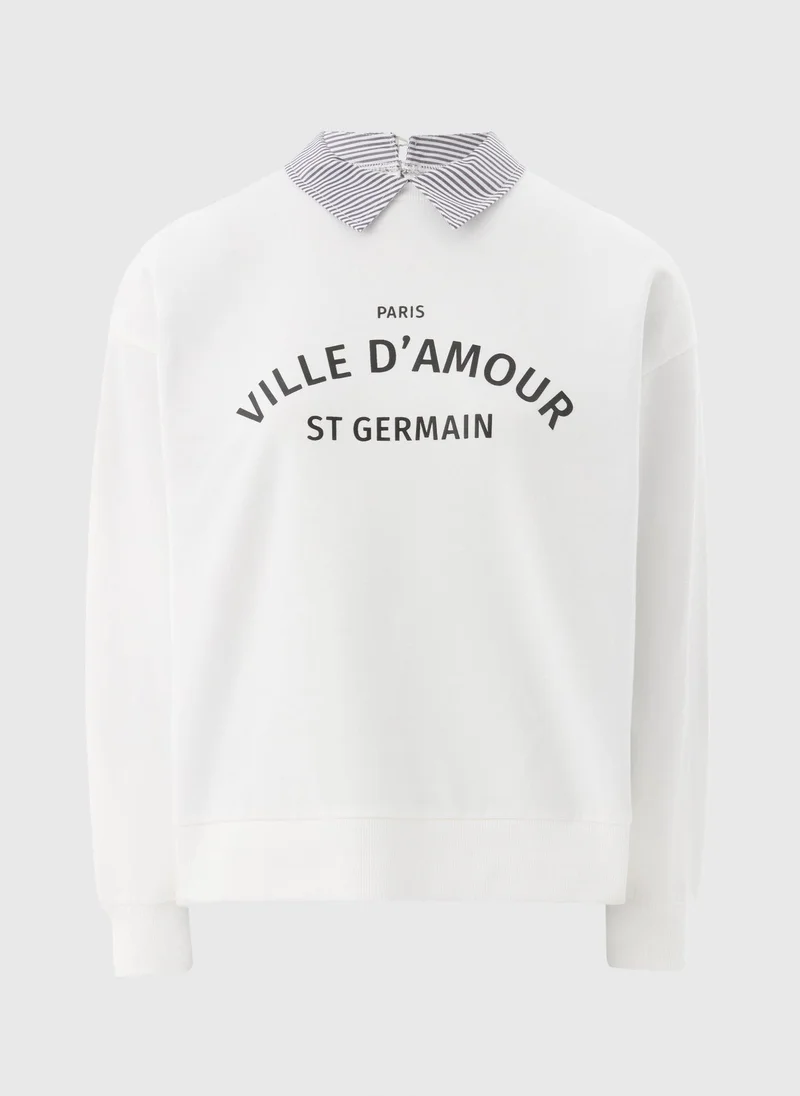 Matalan Ecru St Germain Collared Sweatshirt