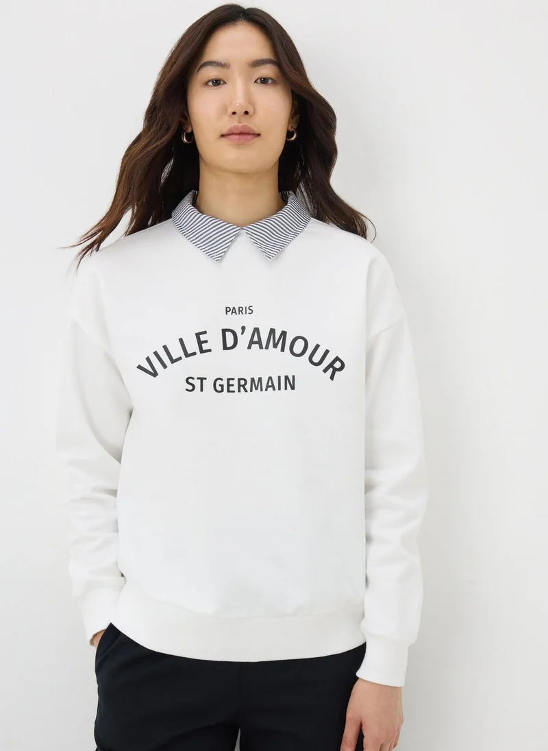 Matalan Ecru St Germain Collared Sweatshirt