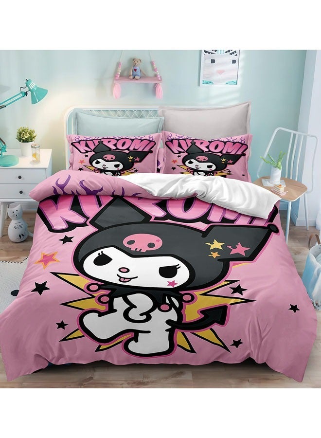 Sanrio Kuromi Bedding Three-Piece Set of soft microfiber polyester sheets including duvet cover and two pillowcases (cover size 150cmX200cm) - Image 1