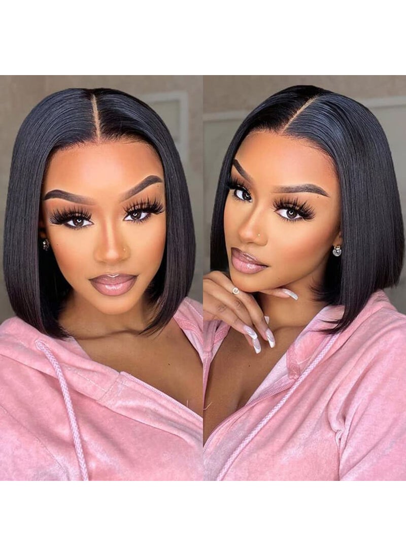 Hanne Fashion - U Part Human Hair Wigs Brazilian Virgin Human Hair Wig Short Bob Wig for Black Women 12inch - Image 1