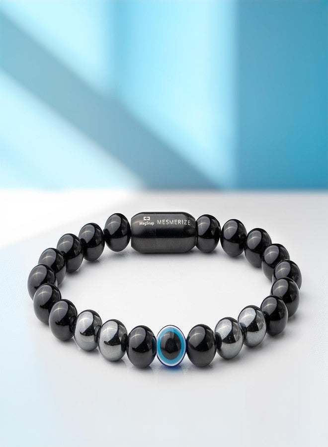 Mesmerize Evil Eye Protection Bracelets with MagSnap Closure | Unisex Collection | Original Certified Stones to avoid negative energy | 8 mm size beads (Onyx Evil Eye Magsnap, M) - Image 2