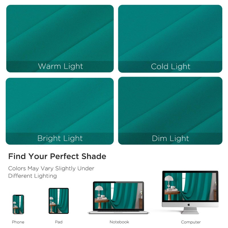 CUCRAF Turquoise Blackout Curtains 84 inch Length 2 Panels Set, Rod Pocket Room Darkening Drapes for Bedroom Living Room, Insulated Thermal Light Blocking Window Curtain (W52 x L84 Inch) - Image 4