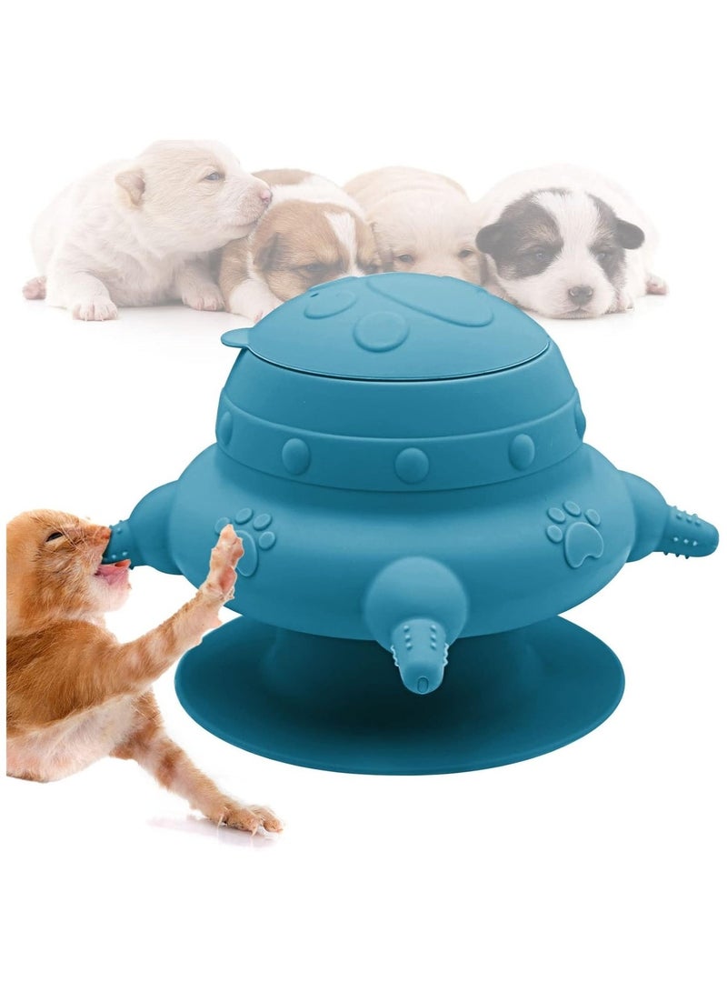 كيلا وعاء تغذية للجراء المتعددة، وعاء تغذية حليب سيليكون سعة 240 مل مع 4 حلمات لإرضاع الجراء، زجاجات رضاعة للجراء، محطة تغذية للقطط والجراء والأرانب (أزرق) - Image 1