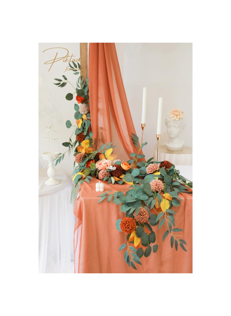 Piklado Piklado Artificial Wedding Dahlia Flowers 25 pcs Fake Roses with Stem for DIY Wedding Decor Centerpieces Arrangements Bouquets (Shades of Burnt Orange)  - Image 5